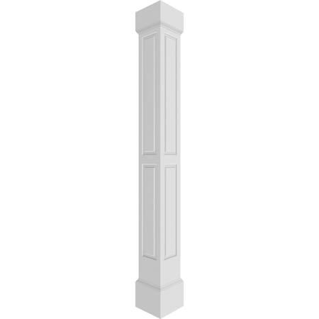 Ekena Millwork Craftsman Classic Square Non-Tapered, Double Raised Panel PVC Column, Mission Capital & Mission Base CC1208ENDMIMI